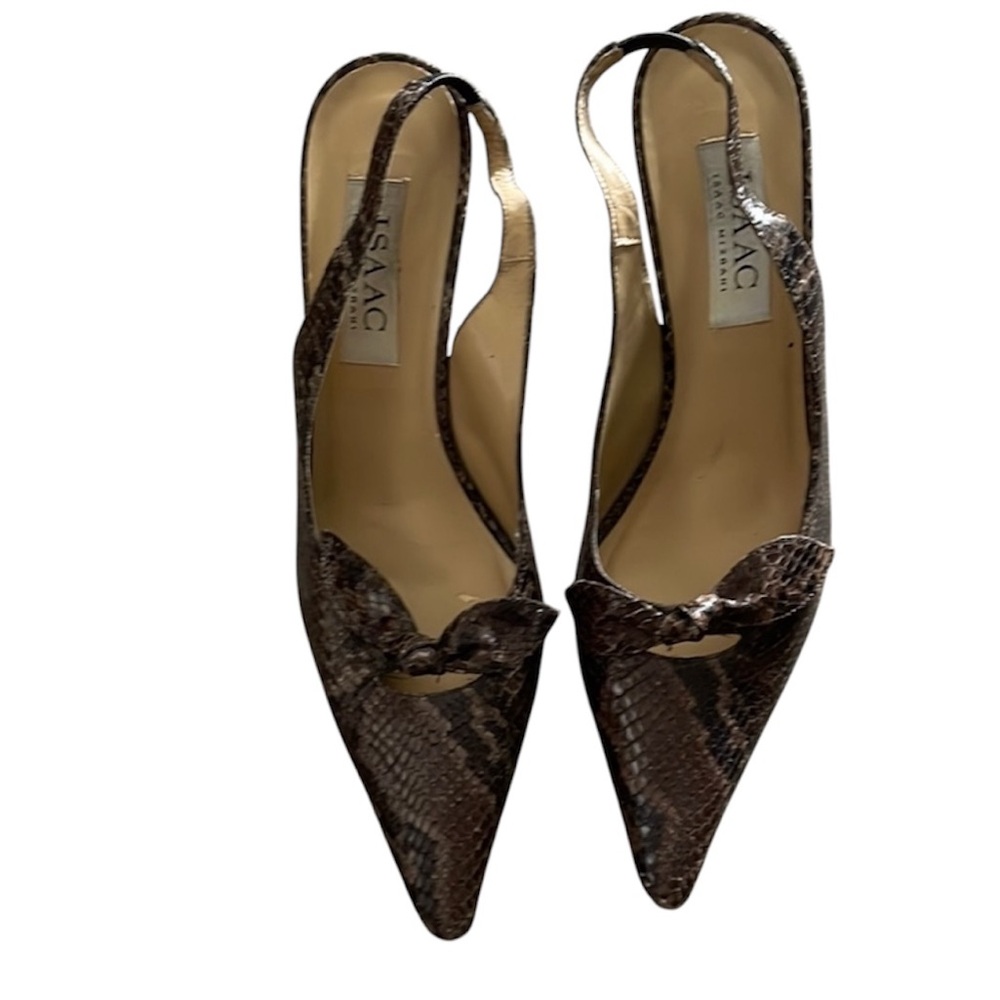 Isaac Mizrahi Women's Brown Snakeskin Slingback Heels